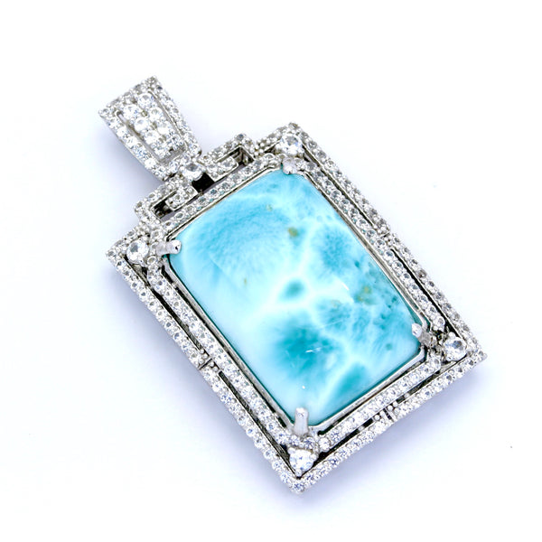 BEAUTIFUL LARIMAR RECTANGLE PENDANT