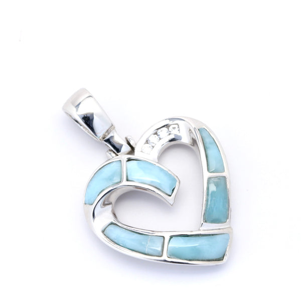 STATEMENT HEART INLAY LARIMAR PENDANT