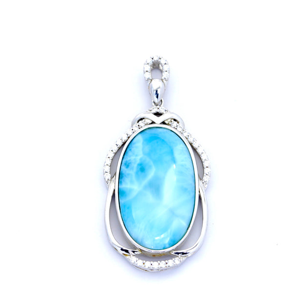 STUNNING LARIMAR OVAL PENDANT