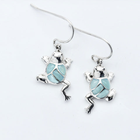 LARIMAR COQUI FROG EARRINGS