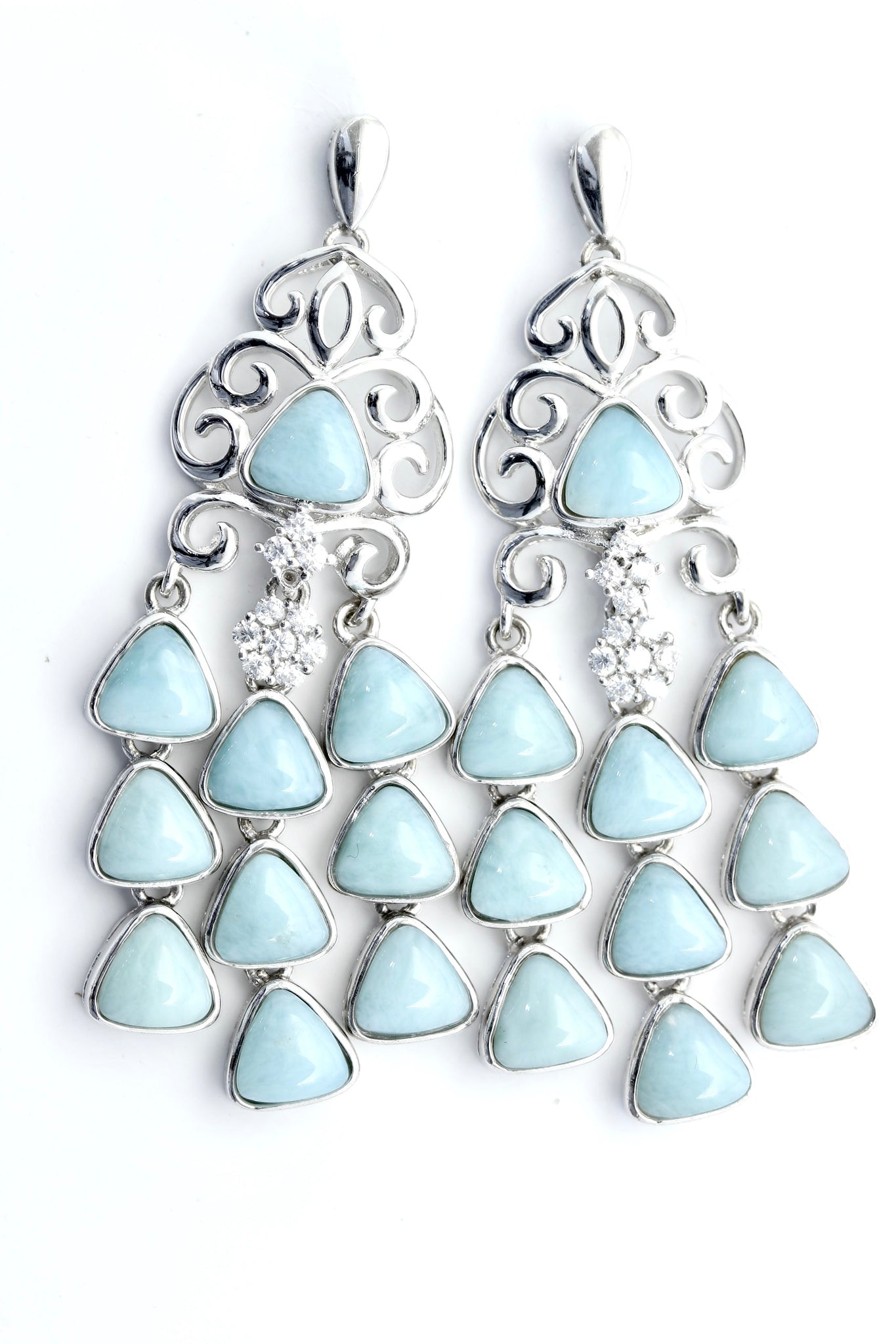 GORGEOUS LARIMAR CHANDELIER EARRINGS