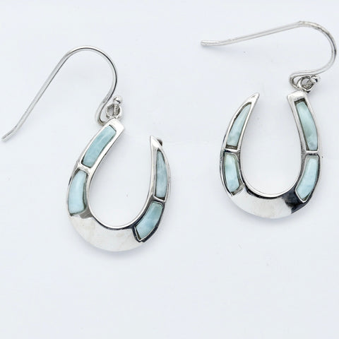 LARIMAR HORSE SHOE EARRINGS