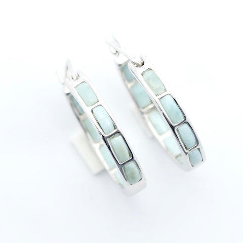LARIMAR INLAY HOOP EARRINGS
