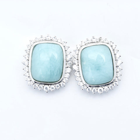 STATEMENT LARIMAR RECTANGLE SHAPE EARRINGS