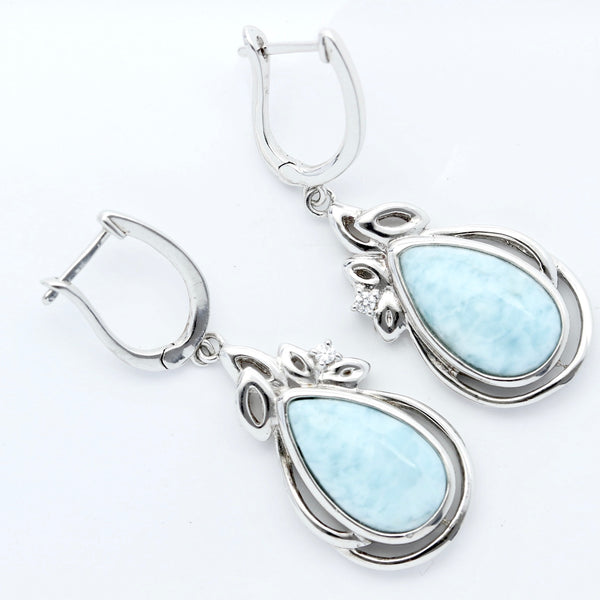 LARIMAR PEAR SHAPE EARRINGS