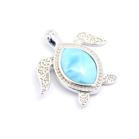 LARIMAR TURTLE PENDANT