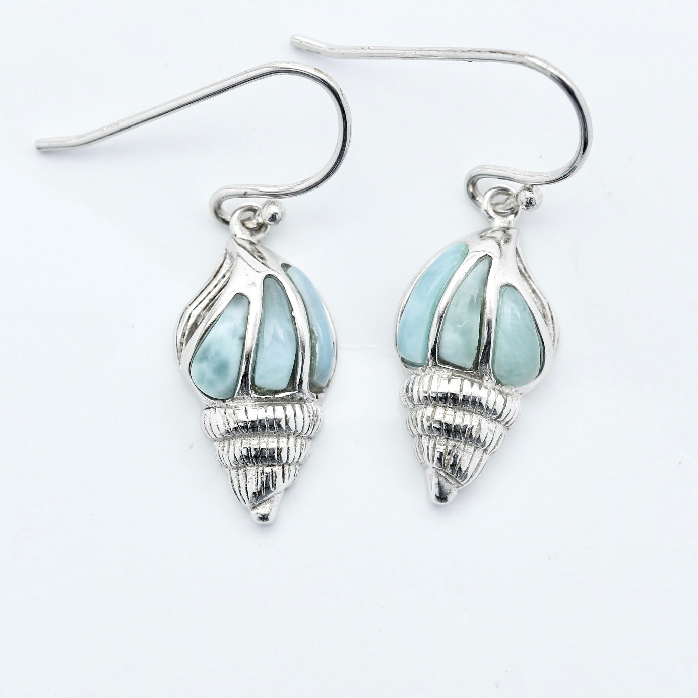 LARIMAR CONCH SHELL INLAY EARRINGS