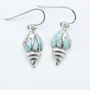 LARIMAR CONCH SHELL INLAY EARRINGS