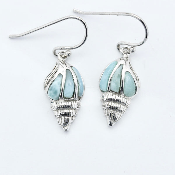 LARIMAR CONCH SHELL INLAY EARRINGS