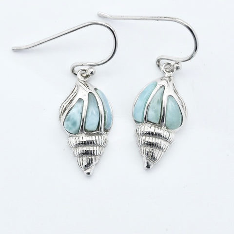 LARIMAR CONCH SHELL INLAY EARRINGS