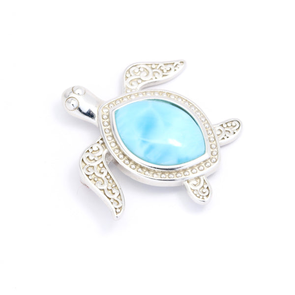 LARIMAR TURTLE PENDANT