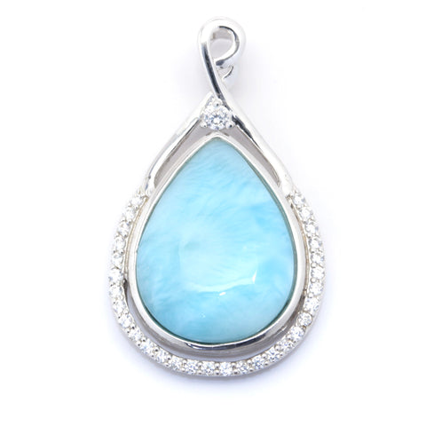 STUNNING LARIMAR PEAR PENDANT
