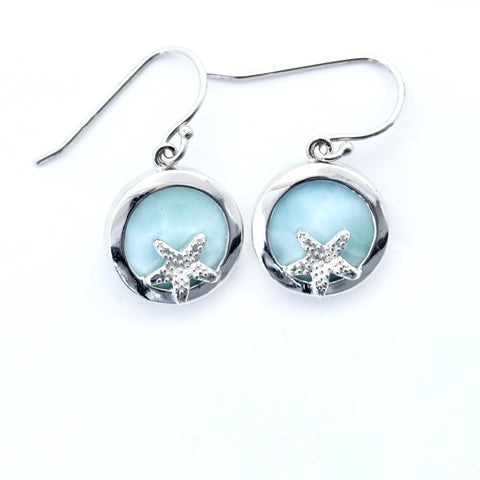 LARIMAR STAR FISH EARRINGS