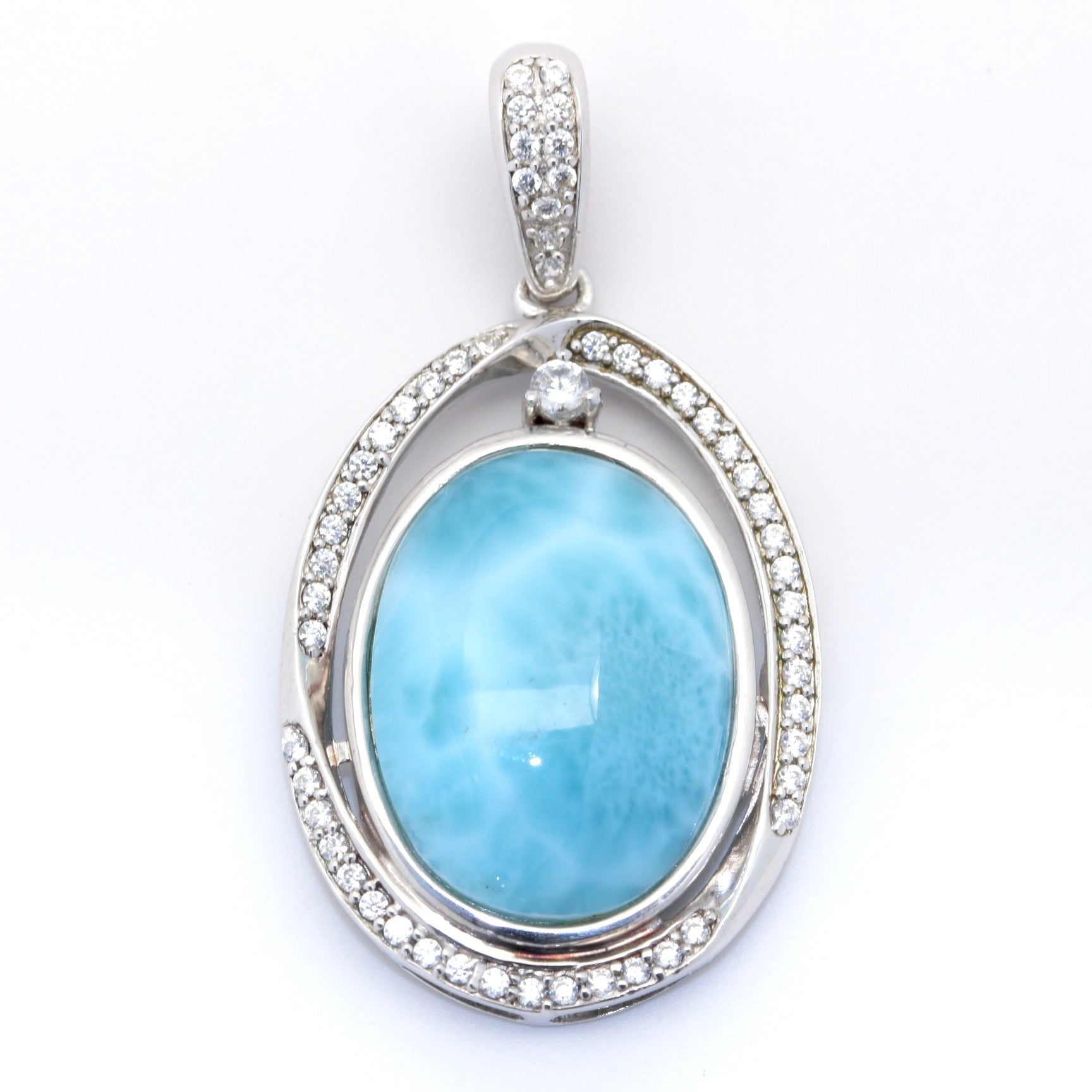 STATEMENT LARIMAR OVAL PENDANT