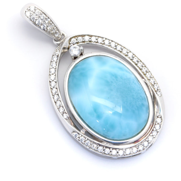 STATEMENT LARIMAR OVAL PENDANT