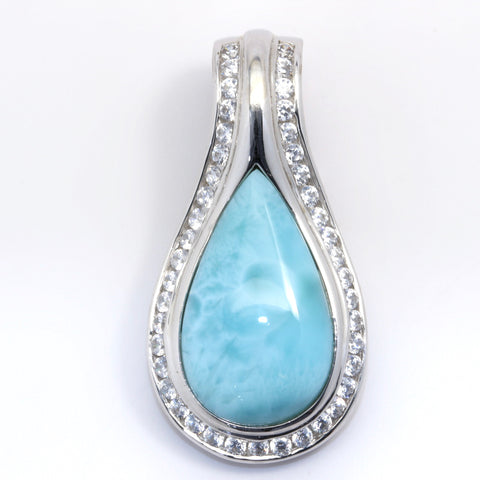 STUNNING PEAR SHAPE LARIMAR PENDANT