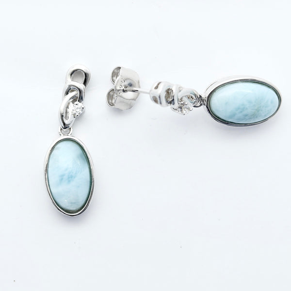 LARIMAR OVAL SHAPE EARRINGS
