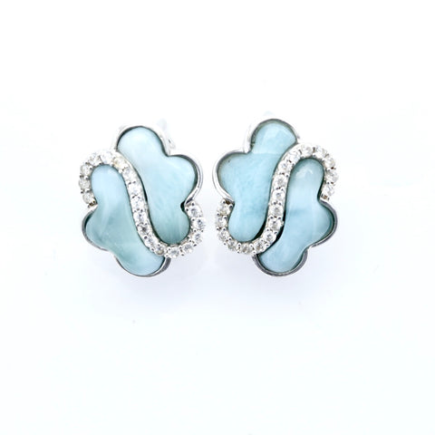 DAZZLING LARIMAR FLOWER EARRINGS