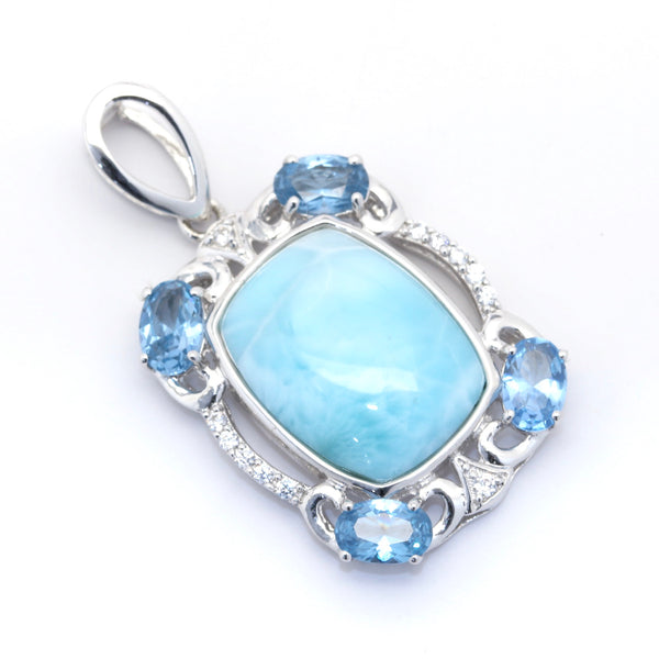 STUNNING RECTANGLE LARIMAR PENDANT