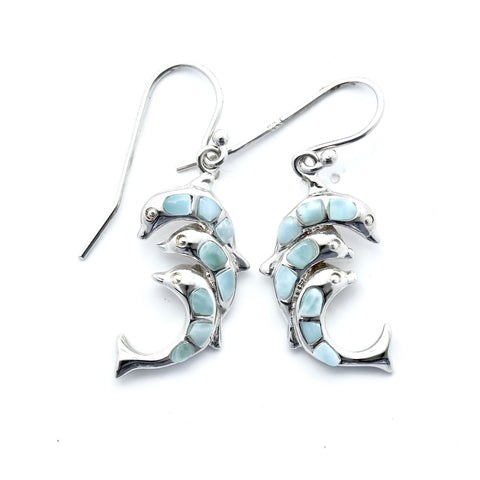 LARIMAR DOLPHIN SHAPE EARRINGS