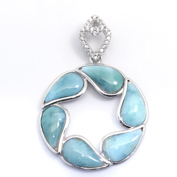 STATEMENT LARIMAR CIRCLE OF LIFE PENDANT