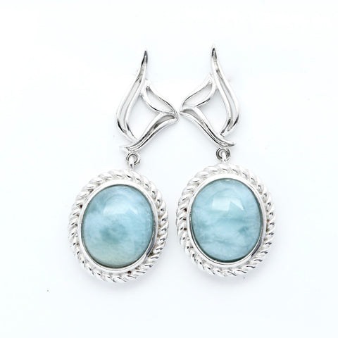 BEAUTIFUL OVAL SHAPE LARIMAR EARRINGS