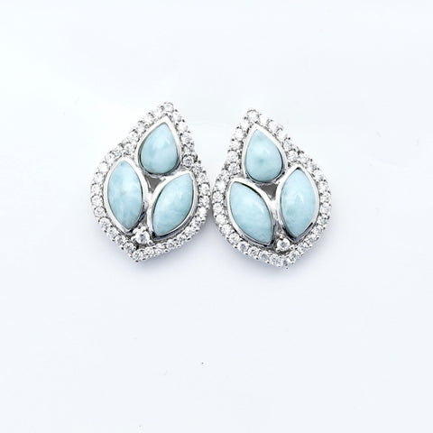 LARIMAR LEAF SHAPE EARRINGS