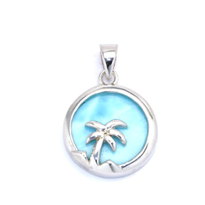 LARIMAR PALM TREE PENDANT