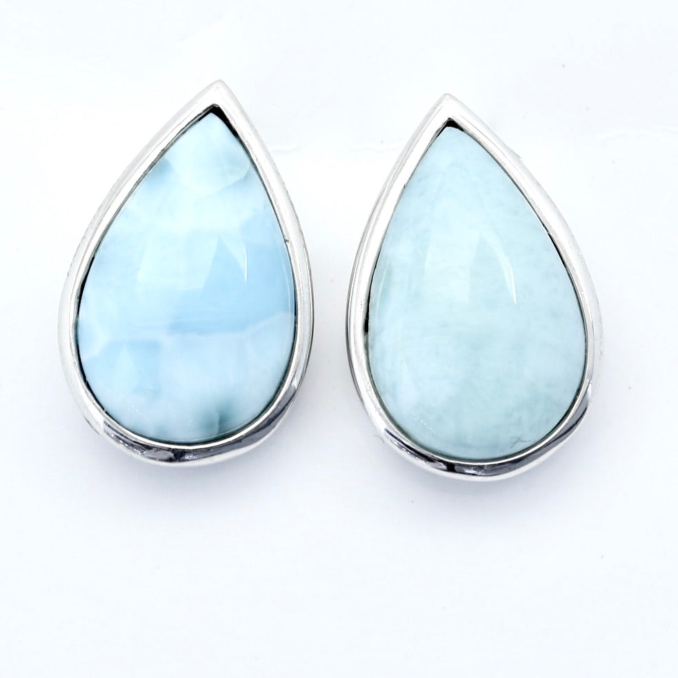 BEAUTIFUL PEAR SHAPE LARIMAR EARRINGS