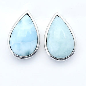 BEAUTIFUL PEAR SHAPE LARIMAR EARRINGS