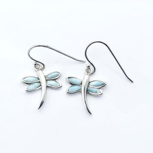 LARIMAR DRAGON FLY SHAPE EARRINGS