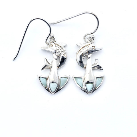 LARIMAR ANCHOR  AND FISH EARRINGS