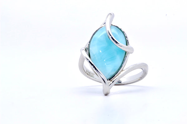 GORGEOUS PEAR SHAPE LARIMAR RING