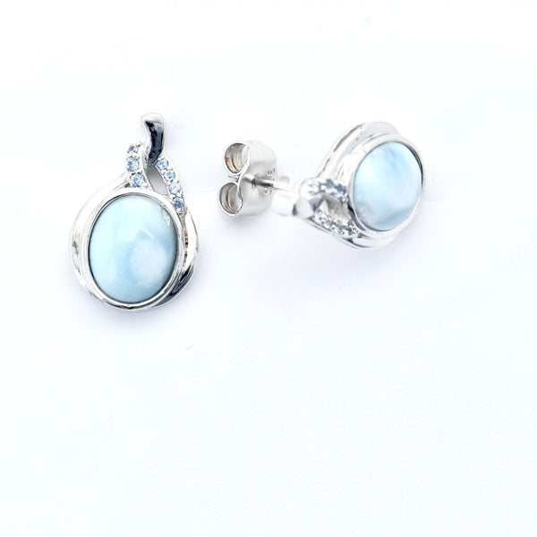 LARIMAR OVAL SHAPE EARRINGS