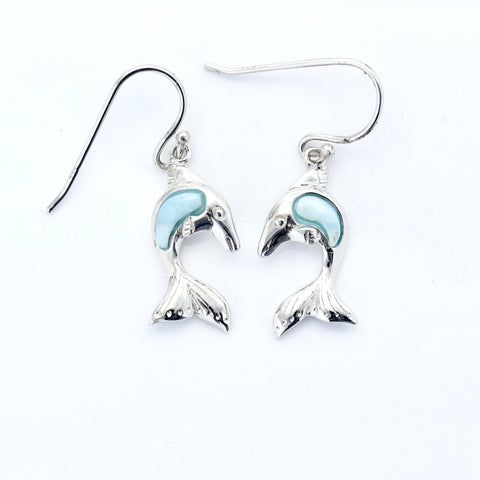 LARIMAR DOLPHIN SHAPE EARRINGS