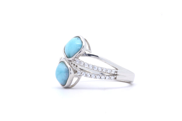 STATEMENT DOUBLE CLOVER LARIMAR RING