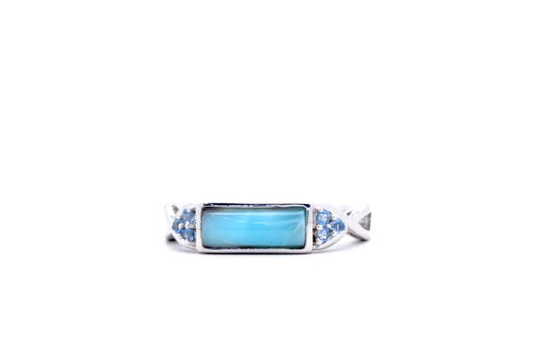 STUNNING RECTANGLE SHAPE LARIMAR RING