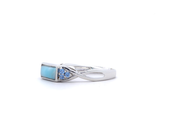 STUNNING RECTANGLE SHAPE LARIMAR RING