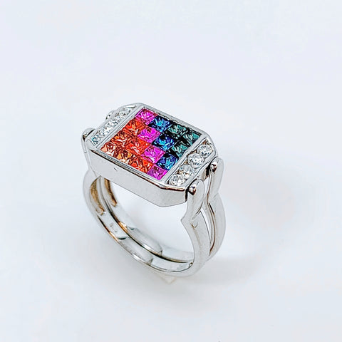 MULTICOLOR SAPPHIRE REVERSIBLE RING