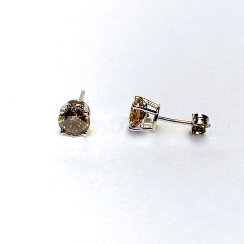 BROWN DIAMOND STUD EARRINGS