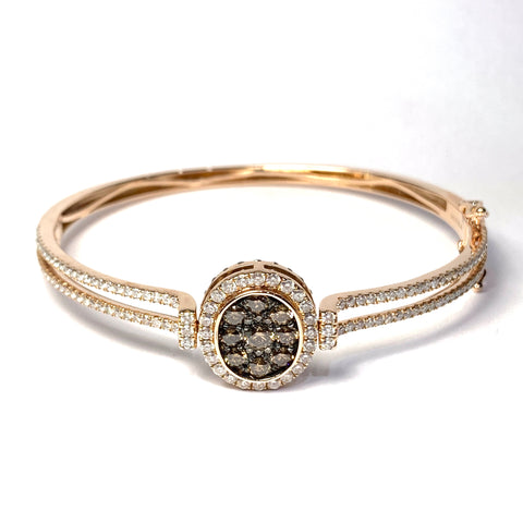 BROWN AND BLUE DIAMOND FLIP BANGLE BRACELET