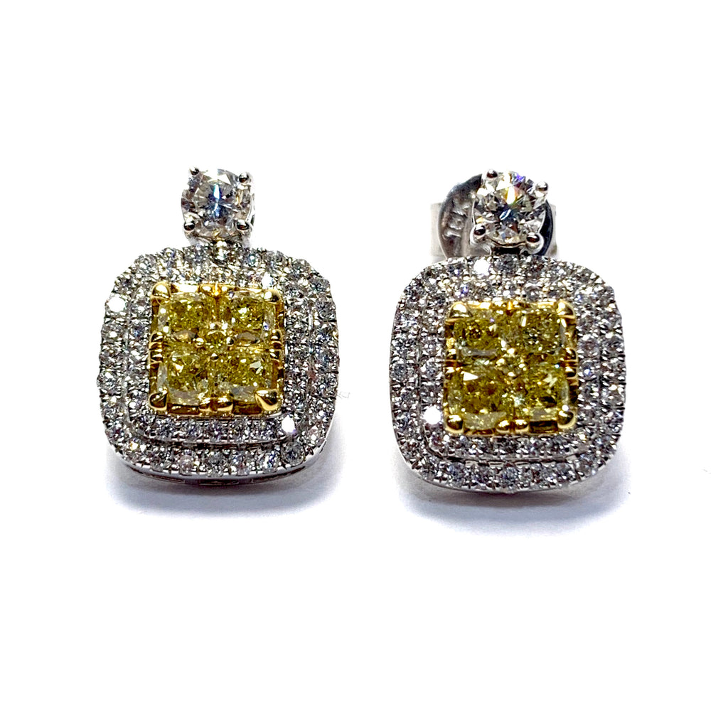 Natural yellow diamond earrings Clearance