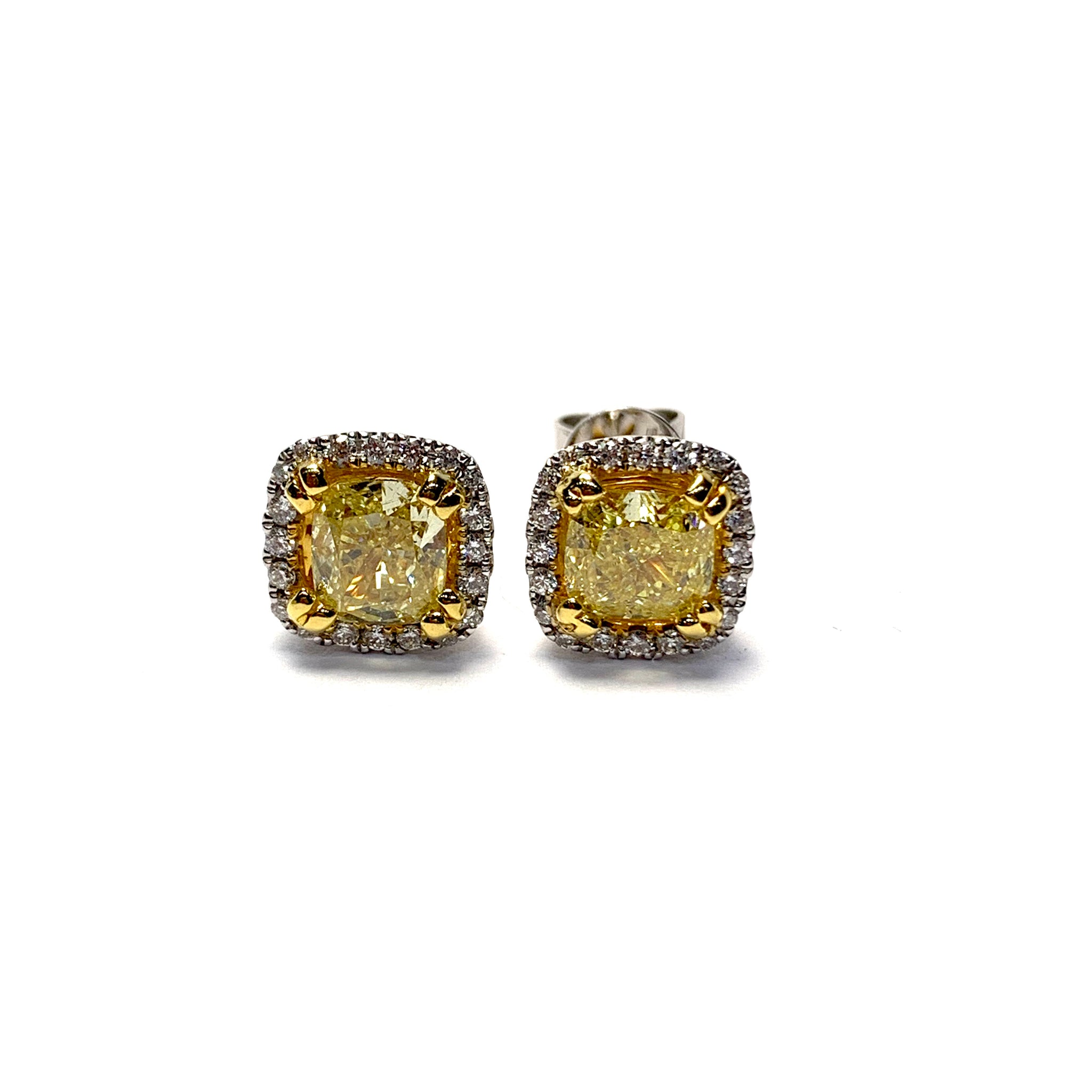 Natural yellow diamond earrings Clearance