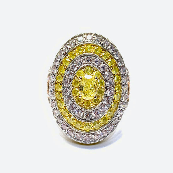 NATURAL YELLOW AND PINK DIAMOND RING