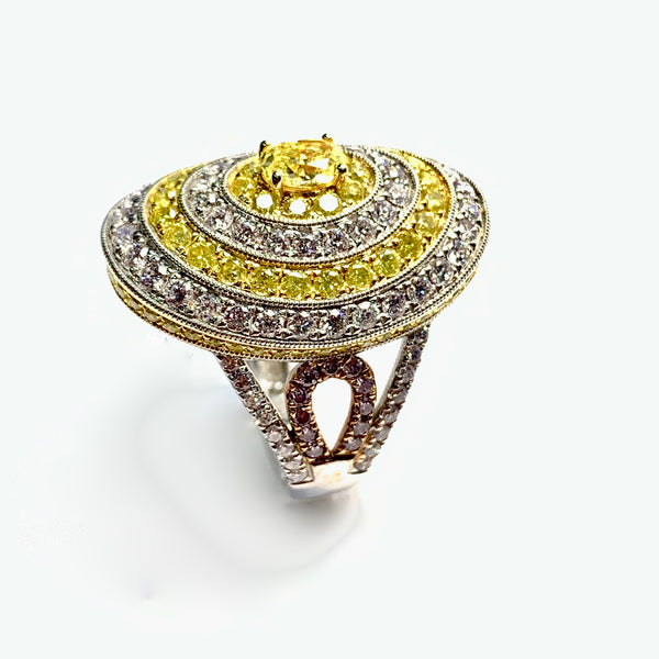 NATURAL YELLOW AND PINK DIAMOND RING
