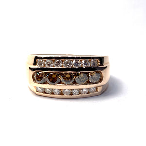 MEN’S BROWN AND WHITE DIAMOND RING