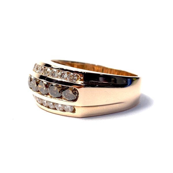 MEN’S BROWN AND WHITE DIAMOND RING