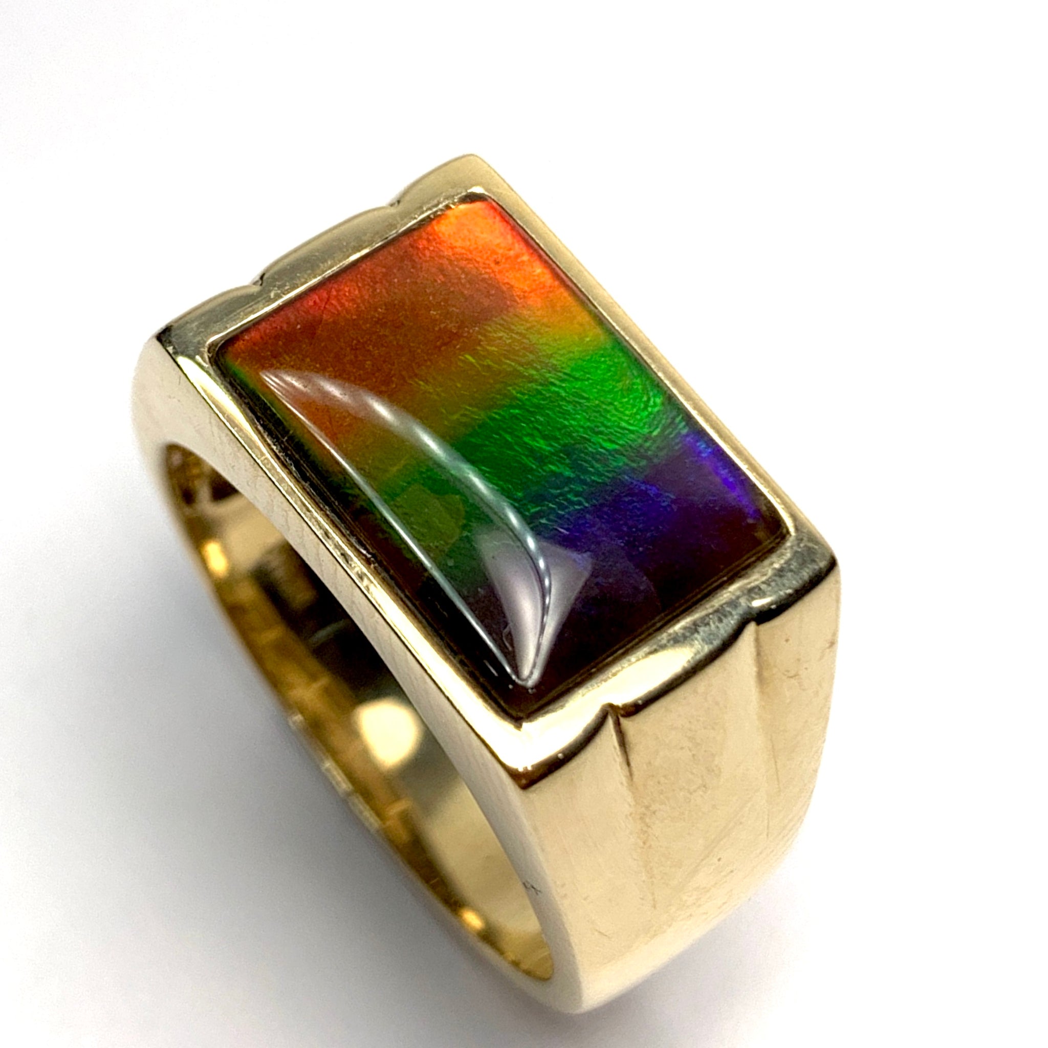 RECTANGULAR SHAPE MEN’S AMMOLITE RING