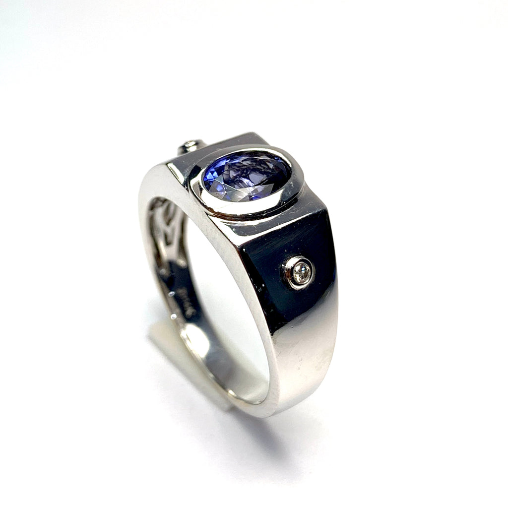 Men's 18K Yellow Gold Tanzanite Ring 9.57 Carats - Tanzanite Jewelry Designs