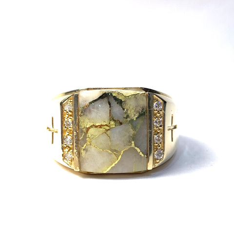 MEN’S GOLD IN QUARTZ RING